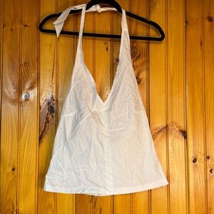 Zara White Tie-Back Halter Tank/Camisole